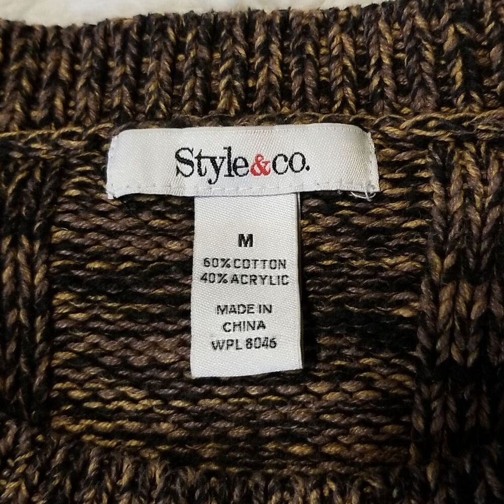Sweater Dress Womens Medium Brown Marbled Knit Fall Winter Stretch Flared Y2K - Picture 7 of 7